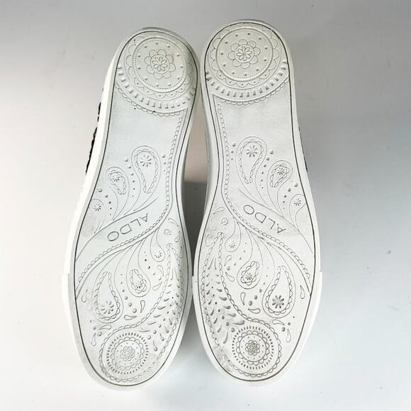 Aldo White Sneakers with Floral Embroidery and Gold Accents - Picture 7 of 13
